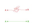Complex and simple way - scribble line knot for chaos and problem solution concept. Royalty Free Stock Photo