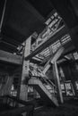 Complex Staircase and Beams in an Abandoned Coal Washing Plant, Belgium Royalty Free Stock Photo