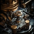 Complex Steampunk Machine An Exploration of Gears and Victorian-Era Mechanical Design. Royalty Free Stock Photo