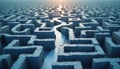 Complex stone maze with winding path. Represents challenges in planning and navigating business strategy and decision making. Royalty Free Stock Photo