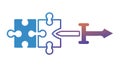 Complex System Connection: Puzzle Pieces and Arrows, vector design Generative AI Royalty Free Stock Photo