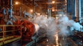 A complex system of pumps and turbines taking in water heating it up and turning it into superheated steam Royalty Free Stock Photo