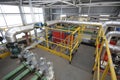 Complex system of steam generation vessels, pipelines pumps valves working in the production hall of the biggest in