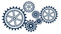 Complex system of various interlocking gears vector, vector design Generative AI Royalty Free Stock Photo