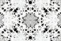 A complex tessellation pattern with intricate symmetry, precise angles, and a soft monochrome