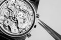 Complex watch movement for repair Royalty Free Stock Photo