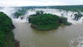 The complex of waterfalls Iguazu in Brazil from a bird`s eye view. Shevelev.