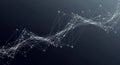 Abstract network of white glowing dots and lines forming a complex interconnected web on a dark blue gradient background Royalty Free Stock Photo