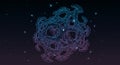 A complex, wireframe structure floats against a dark, star-filled background. It Royalty Free Stock Photo