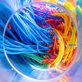 Complex Wiring Inside a Data Conduit Royalty Free Stock Photo