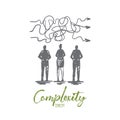 Complexity, business, solution, goal, strategy concept. Hand drawn isolated vector.