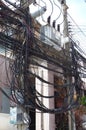 The complexity of the cable wire on street of Samui, Thailand Royalty Free Stock Photo