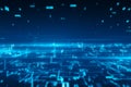 Complexity and data flow, scientific technology data concept with digital glowing binary code matrix background. 3D rendering Royalty Free Stock Photo