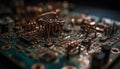 Complexity of electronics industry shown in extreme close up of circuit board generated by AI Royalty Free Stock Photo