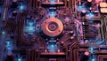 Complexity of modern computer equipment inside a digitally generated image generated by AI