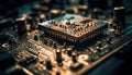 Complexity of semiconductor circuit board, a futuristic computer equipment working generated by AI