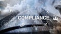 Compliance diagram with icons. Business concept on abstract background. Royalty Free Stock Photo