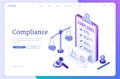 Compliance isometric landing page, business policy Royalty Free Stock Photo