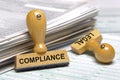 Compliance and legal printed on stamps Royalty Free Stock Photo