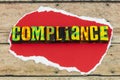Compliance mandatory regulation business legal requirement Royalty Free Stock Photo