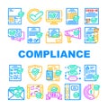 Compliance Quality Procedure Icons Set Vector