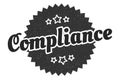 compliance sign. compliance vintage retro label.