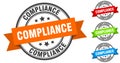 compliance stamp. round band sign set. label