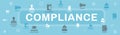 In compliance web banner - icon set that shows a company passed