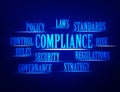 Compliance word on blue Royalty Free Stock Photo