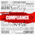 Compliance word cloud collage, business concept background Royalty Free Stock Photo