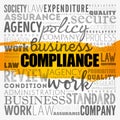 Compliance word cloud collage, business concept background Royalty Free Stock Photo