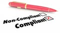 Compliant Check Box Pen Mark Non Compliance