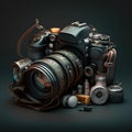 Complicated faulty DSLR photography and gadgets, created with Generative AI technology