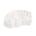 Complicated gray labyrinth in brain shape in isometric view on white