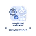 Complicated installation light blue concept icon