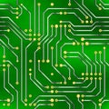 Complicated microchip, seamless pattern on green Royalty Free Stock Photo
