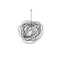 Complicated process to find the solution illustration. insane messy clew to find the way out symbol. tangled scribble line vector