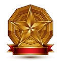 Complicated vector golden design element with decorative star