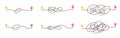 Complicated way and simple path from point A to B. Plans and real life chaos simplifying. Curved dashed line. Vector