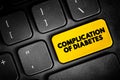 Complication of Diabetes text concept button on keyboard for presentations and reports