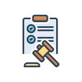 Color illustration icon for Comply, paper and law