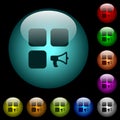 Component alarm icons in color illuminated glass buttons