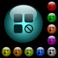 Component disabled icons in color illuminated glass buttons