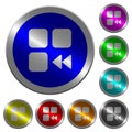 Component fast backward luminous coin-like round color buttons