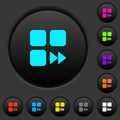 Component fast forward dark push buttons with color icons