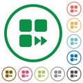 Component fast forward flat icons with outlines