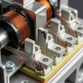 Component featuring several orange copper coils wound around Royalty Free Stock Photo