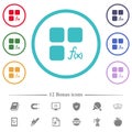 Component functions flat color icons in circle shape outlines Royalty Free Stock Photo