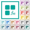 Component functions flat color icons with quadrant frames Royalty Free Stock Photo