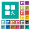 Component functions square flat multi colored icons Royalty Free Stock Photo